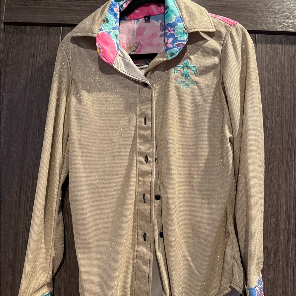 TBB Custom Sparkle Medium Button-Up Shirt with Embroidered Design